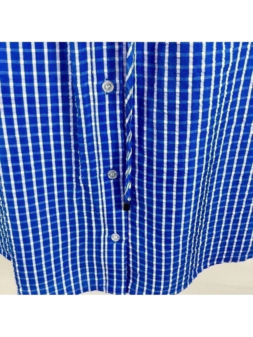 LDT Chris Button Down Collar Short Sleeve Seersucker Blouson Shirt Dress - Picture 7 of 12